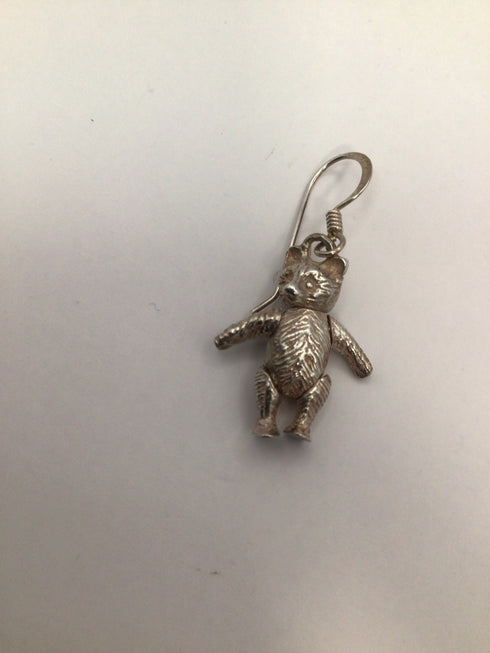 Vintage SET Articulated Teddy Bear Pendant and Earrings